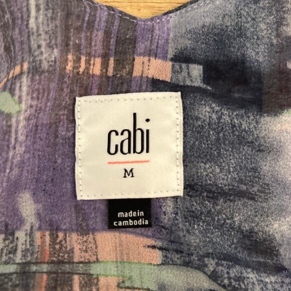 Cabi 4361 Quiz Top Painted Plaid Purple Pink Blue Tank Top Size Medium Preppy - Picture 3 of 7